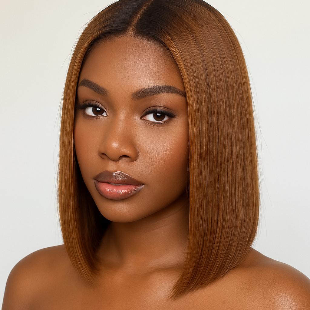 HairVault AyaLux Bob Wig – 12Inch 5x5 HD Lace Closure, Straight, Natural Black, Essence-Tier Everyday Wear