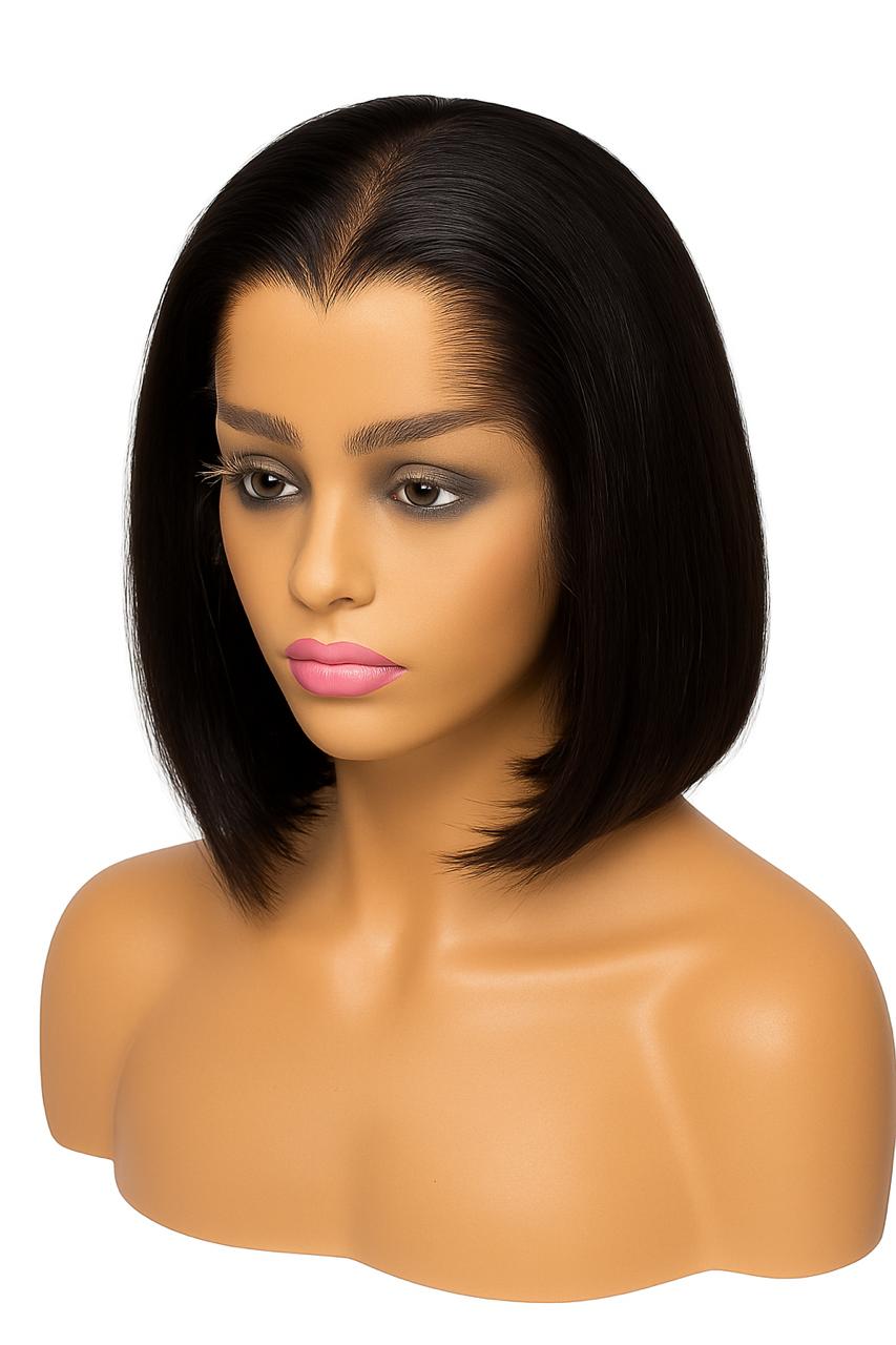 HairVault MiraGlow Signature Full Frontal Bob Wig – Lagos Hairline, Straight Virgin Human Hair, Luxury Celebration Tier