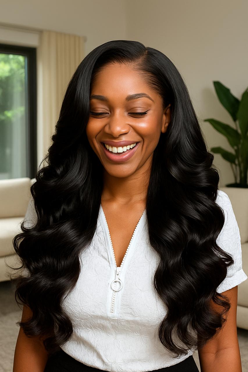 HairVault Niorkaya 28-Inch Body Wave Wig – 13x6 HD Lace Frontal, Raw Human Hair, Luxury Royal Tier