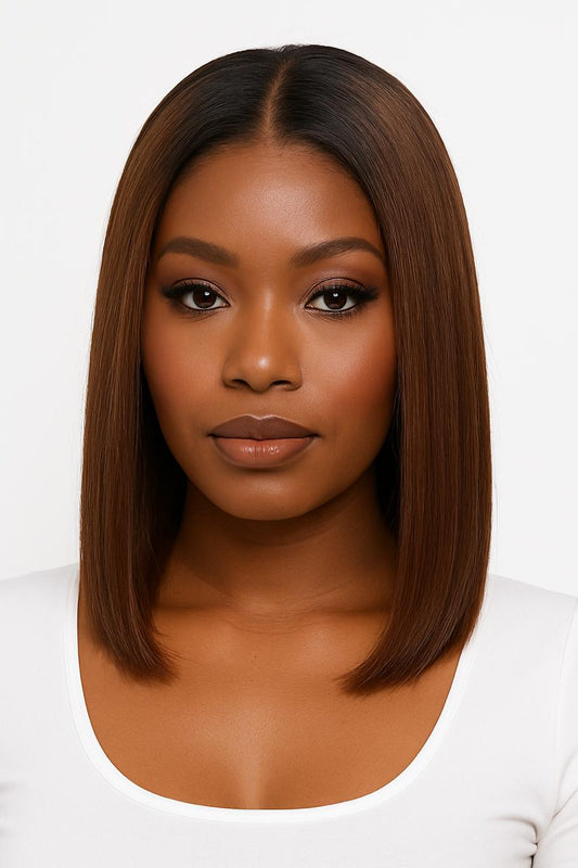 HairVault AyaLux Bob Wig – 12Inch 5x5 HD Lace Closure, Straight, Natural Black, Essence-Tier Everyday Wear
