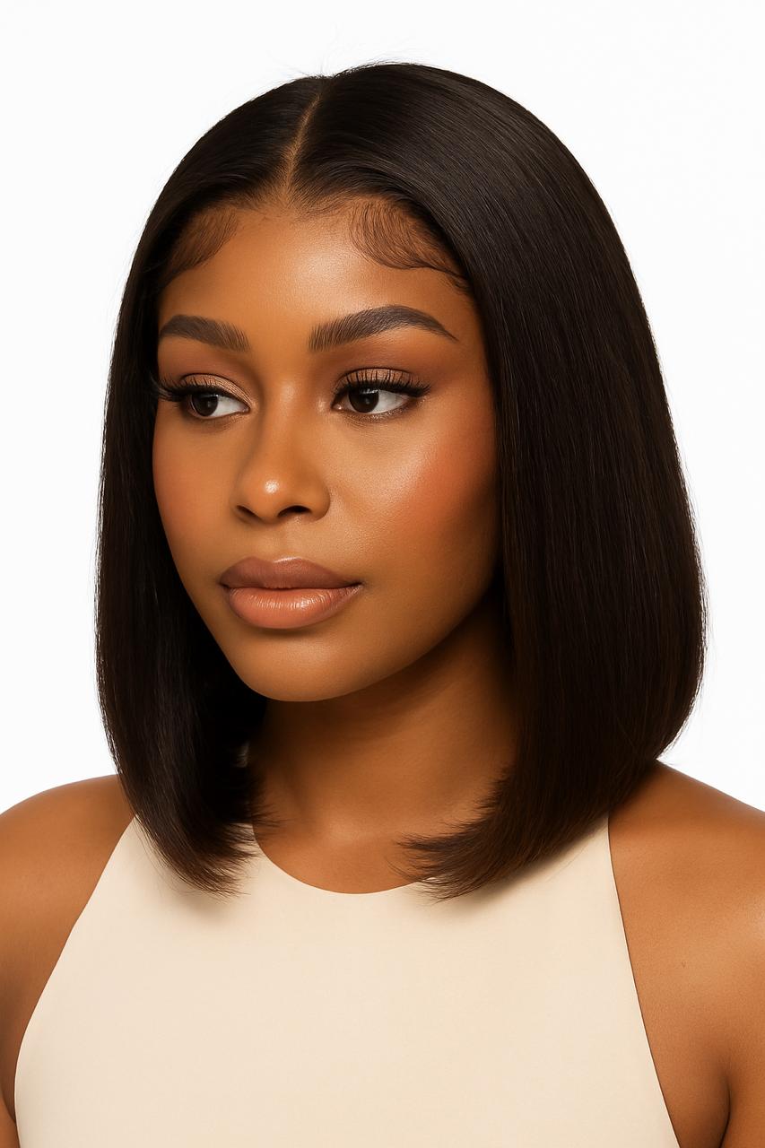 HairVault MiraGlow Signature Full Frontal Bob Wig – Lagos Hairline, Straight Virgin Human Hair, Luxury Celebration Tier