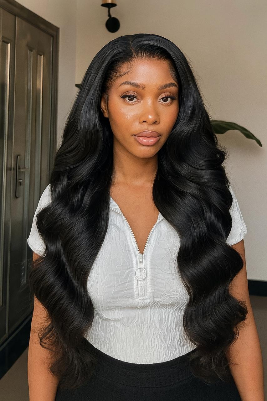 HairVault Niorkaya 28-Inch Body Wave Wig – 13x6 HD Lace Frontal, Raw Human Hair, Luxury Royal Tier